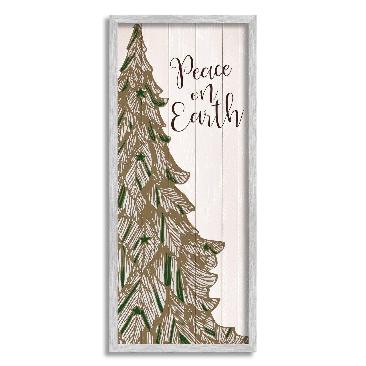 Stupell Industries Peace On Earth Tree Phrase Framed Giclee Art